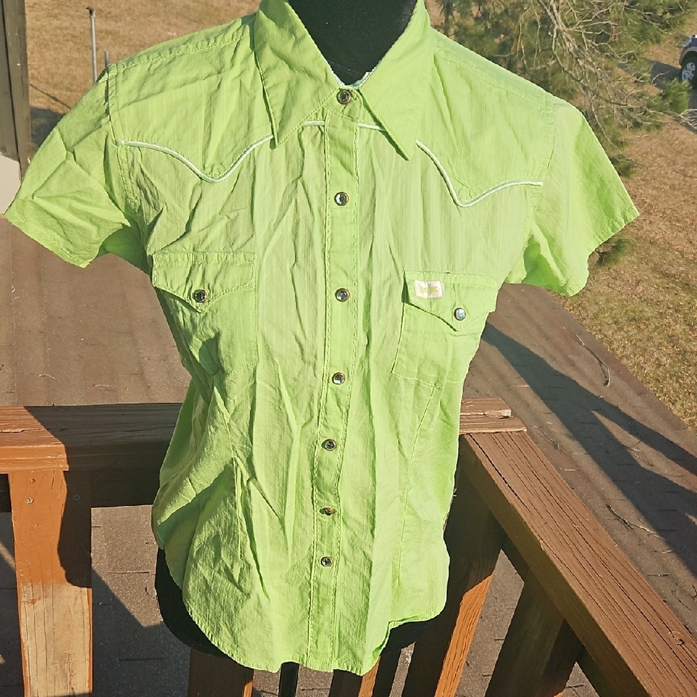 Rhinestone SNAP Green Shirt 20X